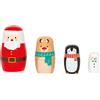small foot Matrioska di Natale, Personaggi in Legno, graziose Bambole incastrabili, 4 Pezzi, Gioco ad Incastro per Bambini dai 2 Anni, 12682