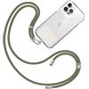 TBOC Cordino Catenella Laccio Strap Porta Cover [Verde Militare] con Toppa di Fissaggio [Bianco Ice] per Telefono Cellulare Collo - Tracolla Catenina con cordini Accessori Telefoni Universale Laccetti
