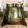 Loussiesd - Copripiumino con motivo foresta, super king size, per adulti, donne, uomini, 3 pezzi, con 2 federe per cuscini, copriletto foresta, colore: verde e marrone