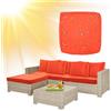 SYLC Impermeabile Federe Per Cuscino Divano Copricuscini Per Giardino Rattan Per Esterni E Patio, Coperte Del Cuscino Con Cerniera Per L/angolo (1 pz 55×45×10 cm,Orange)