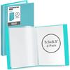 Dunwell Raccoglitori piccoli con maniche, 5,5 x 8,5 cm, confezione da 2, colore acqua, 24 tasche, 48 pagine di mezza dimensione o 5,5 x 8,5 mini libretti, qualità d'archivio senza acidi
