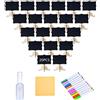 YZ&LIANGYUAN Reusable 20 Pcs Mini Chalkboard Signs with Easel Stand for Food Labels, Weddings, Birthday Parties, Message Board Signs and Event Decorations,Include 12 Colors Water-Based Chalks