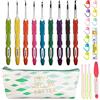 Weabetfu Set di 27 ganci ergonomici per uncinetto, con custodia extra lunga, impugnatura morbida, ferri da uncinetto, per mani artritiche, taglia standard B (2 mm) - J (6 mm)