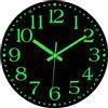 JoFomp Orologio in legno che si illumina al buio, 30,5 cm, silenzioso, senza ticchettio, funzionamento a batteria, numeri e lancette luminosi che assorbono energia, orologio da parete illuminato