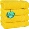 Cotton Paradise Asciugamani da bagno, set di 4 asciugamani turchi per il viso e per le mani 100% cotone, morbidi e assorbenti, asciugamani per il viso, giallo