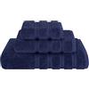 American Soft Linen, Set di 3 asciugamani, 1 asciugamano da bagno, 1 asciugamano per le mani, 1 salvietta, super morbidi e assorbenti, 100% cotone turco, per bagno e cucina, asciugamano da doccia, blu