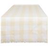 DII Runner da tavolo pesante con frange a quadri, 35,5 x 182 cm, colore naturale
