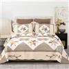 YAYIDAY YaYi - Set copripiumino con stampa, per letto matrimoniale, 100% cotone, con federe, reversibile, patchwork, trapuntato, 3 pezzi, per tutte le stagioni (stile #1)