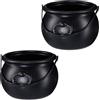 Relaxdays Calderone da Strega, Set da 2 Pentoloni Magici per Caramelle, Costume Halloween, Plastica, HxD: 13x19 cm, Nero
