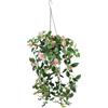 Flair Flower Ciondolo a forma di rosa artificiale, 80 cm, con cesto in metallo e gancio da appendere, decorazione di rose e fiori di seta, ghirlanda di fiori, ghirlanda di rose, da appendere per matrimoni e