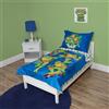 TEENAGE MUTANT NINJA Turtles - Set di biancheria da letto per bambini, 4 pezzi, include piumino, lenzuolo con angoli, lenzuolo sopra e federa reversibile, per letto ragazzi, colore: blu