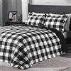 downluxe Set copripiumino leggero (king size) con 2 federe - Set da 3 pezzi - Plaid nero/bianco - piumino reversibile alternativo