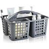 Haundry Cestino portaoggetti da doccia in plastica con 3 scomparti, portatile, diviso, organizer per la pulizia con manico (grigio)