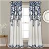 Lush Decor Tanisha - Set di tende con pannello filtrante per la luce, coppia - stampa floreale con vite, bella, moderna, elegante decorazione per la casa, 132 x 274 cm (larghezza x lunghezza), blu