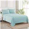 Sweet Home Collection 2094 Thread Count Sheet Soft Egyptian Quality Brushed Microfiber Set di Biancheria da Letto di Lusso Piatto, Lenzuolo con Angoli, 2 federe, Microfibra, Azzurro, Coppia
