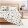 Great Bay Home Set di biancheria da letto in flanella 100% cotone turco, con tasche profonde, morbide lenzuola di Natale, calde, anti-pelucchi (Twin, Santa)