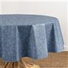 Elrene Home Fashions Camile - Tovaglia in vinile damascato resistente all'acqua e alle macchie, con retro in flanella, 178 cm, rotonda, colore: blu