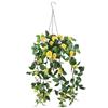 Flair Flower Ciondolo a forma di rosa artificiale, 80 cm, con cestino in metallo e gancio per appendere, colore: giallo