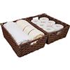 Onlytak Grande cesto portaoggetti in vimini, struttura in metallo, set di 2, lavabili, impermeabili, 38,1 x 26,2 x 13,2 cm, colore marrone, cestino intrecciato per dispensa, WC, bagno, camera da