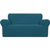 Easy-Going Loveseat - Copridivano elasticizzato, protezione per mobili, divano, morbido con fondo elastico, per bambini, in poliestere, spandex, tessuto jacquard, motivo a quadri (leccorna, verde