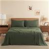 DAPU Completo lenzuola in puro lino 100% lino francese normandia, traspirante e durevole per dormienti caldi, set da 3 pezzi - 1 lenzuolo 1 federa (verde oliva, queen)