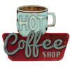Open Road Brands Hot Coffee Shop - Targa in metallo goffrata, stile vintage, per cucina, ufficio o bar