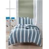 Nuit Des Rêves Set copripiumino singolo blu petrolio e bianco, 135 x 200 cm, 70% cotone, 30% poliestere, lavabile in lavatrice, 120 fili, chiusura a bottone e busta