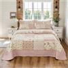Brandream Set copriletto trapuntato in cotone per letto queen size con patchwork floreale rosa rosa rustico set copriletto set 3 pezzi