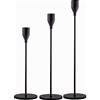 SUJUN Set di 3 portacandele neri opachi per candele coniche, portacandele decorativi per matrimoni, cene, feste, adatti per candele spesse 1,9 cm e candele a LED (supporto in metallo)