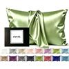 INSSL Federa in seta da donna, in seta di gelso, per capelli e pelle, rimane comoda e traspirante durante il sonno (verde tè, standard)