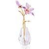 Movdyka Regali di nozze per coppie, fiore di giglio rosa di cristallo regalo per donna, statuetta fatta a mano con vaso, ornamenti da collezione decorazione per la casa centrotavola da tavolo