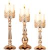 DRELIFAM Portacandele per candele a pilastro, set di 3 portacandele alti color oro vintage decorativi da tavolo grandi centrotavola portacandele decorazione