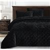 Chezmoi Collection Lux - Set di biancheria da letto in velluto nero, per letto king size, 3 pezzi, lussureggiante e vellutato invecchiato, per tutte le stagioni, leggero, con retro in microfibra