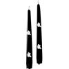 Cereria Di Giorgio - 2 Candele Coniche Nere Decorate con Fantasmini in Cera - Diametro 2.2 cm Altezza 25 cm - Durata 7 ore - Halloween - Idea regalo - Artigianale