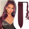 Dcbaboo Coda Capelli Extension Lisci 60cm Coda Finta Capelli Sintetici Posticci per Capelli Extension Coda Capelli Finti Clip Coda di Cavallo Dritti Lunghi Wrap Around Ponytail per Donna, Vino rosso