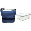 Nerthus FIH 1503 lunch bag termica tipo borsa nera con contenitore ermetico vetro 1L doppio scomparto ideale per lavoro ufficio