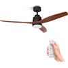 Ufesa Ventilatore da Soffitto con Luce LED, 40W, 6 Velocità, Ultra Silenzioso, 3 Pale in Legno Naturale 132cm, Funzione Estate-Inverno, Timer 8h, 3 Livelli di Luce, Telecomando, Nero - Rovere