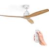 Ufesa Ventilatore da soffitto, 40W, 6 Velocità, Ultra Silenzioso, 3 Pale in Legno Naturale 132cm, Funzione Estate - Inverno, Timer 8h, Telecomando, Bianco - Legno Chiaro