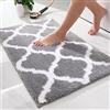 OLANLY Tappeto da bagno in microfibra morbida e assorbente, antiscivolo, lavabile in lavatrice e asciugabile, per pavimento, vasca e doccia, 76 x 50 cm, grigio