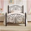 VECELO Cornice per letto 90 x 200 cm, in metallo vintage, con testiera alta, motivo petalo, per camera da letto, camera degli ospiti, altezza 32 cm, colore nero
