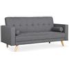 Menzzo Slow - Divano scandinavo convertibile e molto confortevole, in tessuto, grigio scuro, dimensioni: 186 x 75 x 89 cm