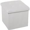 DRW Pouf incollabile con contenitore in ecopelle bianca 38 x 38 x 38 cm