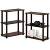 Furinno TURN-S-TUBE Scaffale Portaoggetti Set Di 2, Libreria A 3 Ripiani, Mensola Angolare, Ripiani Aperti Senza Attrezzi, Tubi Quadrati, Per Organizzazione E Contenimento, Noce