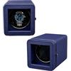 Mcbazel Avvolgitore Automatico per Orologi, Elegante Scatola per Orologio Singolo, Motore Silenzioso, 4 Modalità di Rotazione, Scatola Rettangolare in Pelle PU con Luce LED - Blu
