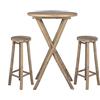 Brigros Estosa - Set Tavolo Bar Con Sgabelli In Bamboo Naturale Per Esterni, Tavolo Alto Pieghevole 70x70x107 Cm Con 2 Sgabelli Legno Alti 30x30x70 Cm, Stile Naturale Da Bar Esterno