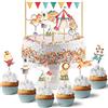 Papierdrachen Cake Topper Circus - Decorazione per torta 18 pezzi - Decorazione per torta di compleanno - Decorazione per torta di compleanno per bambini - Set 3