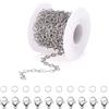 Craftdady Catena rolò in acciaio inox da 5 mm, kit per la creazione di collane con chiusura, anelli di salto, catena rotonda per la creazione di collane fai da te e braccialetti