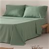 GAMUSI Set di lenzuola per letto da 150 x 190/200, 100% cotone, 4 pezzi, traspirante, morbido, colore acqua