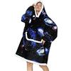 JOREAY Coperta oversize con cappuccio - Coperta in pile Sherpa indossabile unisex, taglia da adulto, modello felpa gigante soffice e confortevole con cappuccio, Mucca,