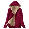 OverDose Boutique Felpa con cappuccio da donna Cappotto caldo invernale in pile e cerniera Giacca morbida manica lunga Hoodie con tasca per donna e accogliente, Rosso - b, L